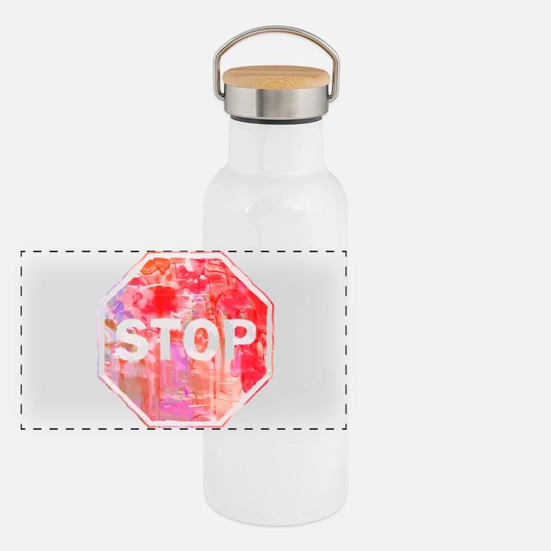 Grunge Stop Sign Panoramic Thermal Bottle with Bamboo Lid