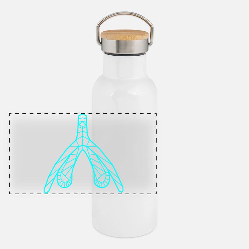 Klitoris_cyan Panorama Thermosflasche mit Bambusdeckel