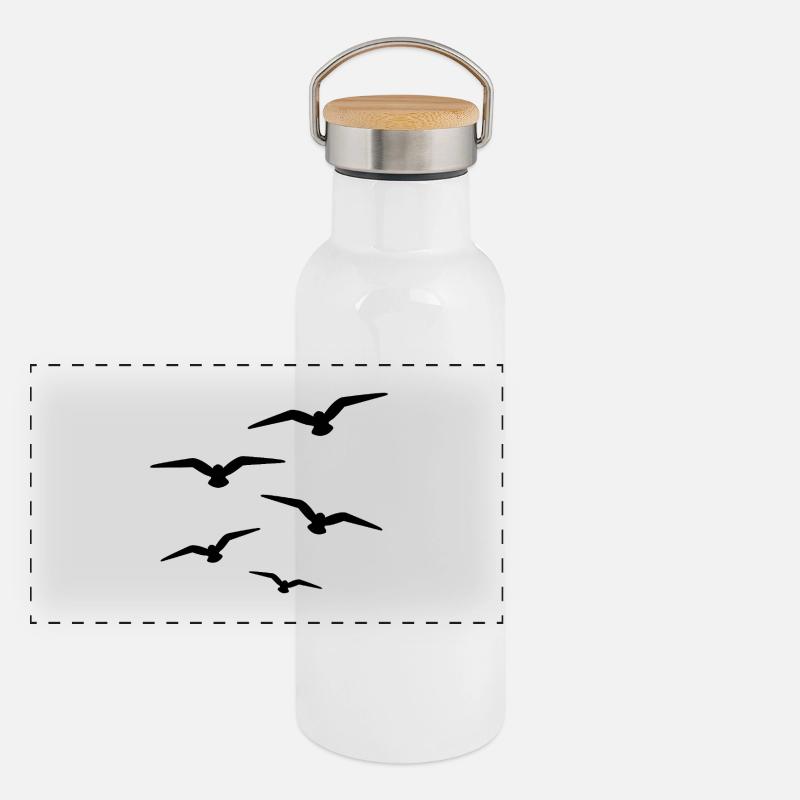 Volée d’oiseaux Gourde isotherme avec bouchon en bambou