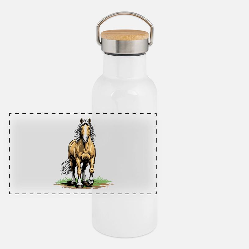 Palomino de Face Horse Equestrian Elegance Chic Panoramic Thermal Bottle with Bamboo Lid