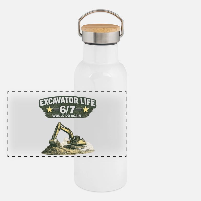 Excavator Life 6/7 Excavator Driver Gourde isotherme avec bouchon en bambou
