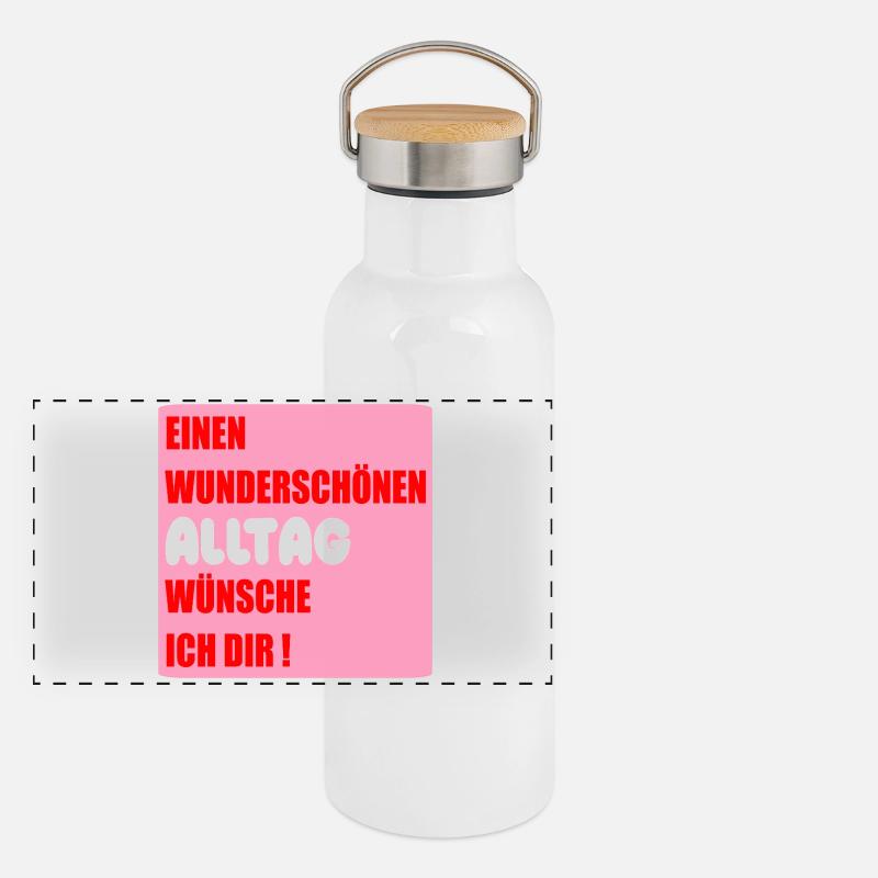 Alltag Wünsche Panorama Thermosflasche mit Bambusdeckel