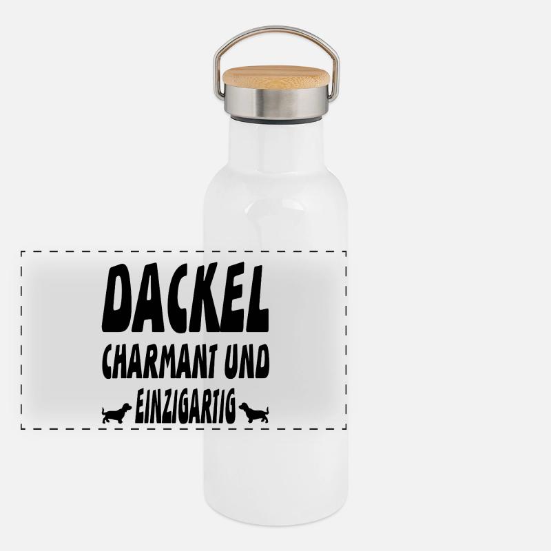 Dackel Panorama Thermosflasche mit Bambusdeckel