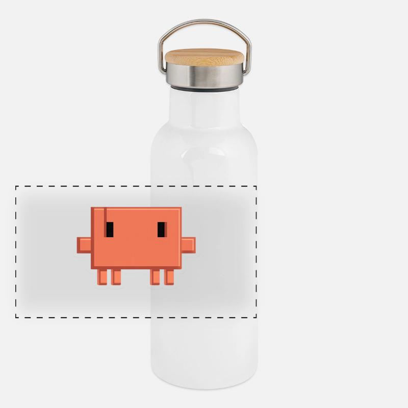 Claude Code Pixel AI Maskottchen-Entwickleraufkleber Panorama Thermosflasche mit Bambusdeckel