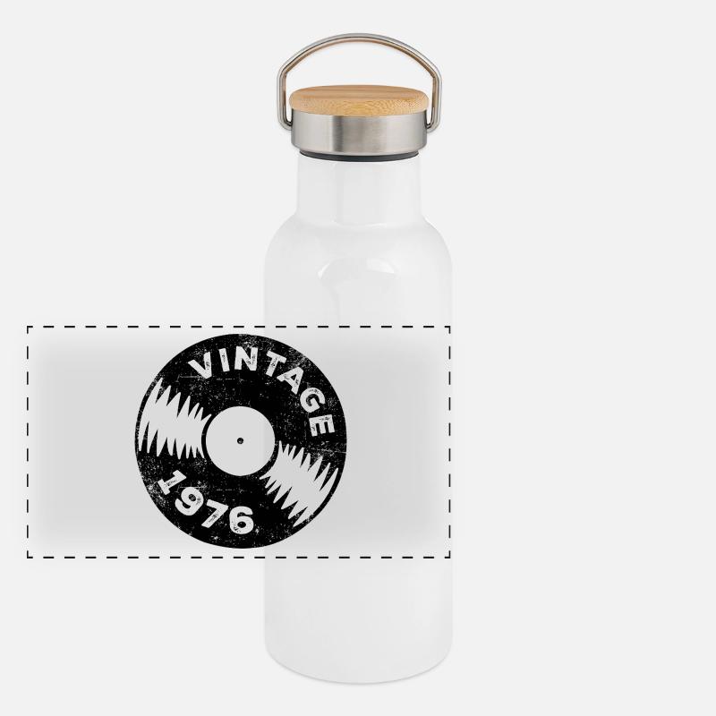 1976 50. Geburtstag Panorama Thermosflasche mit Bambusdeckel