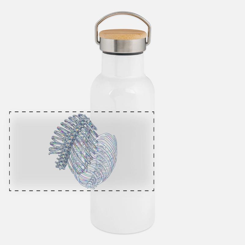 Irisierende Rippen in Spiralform Panorama Thermosflasche mit Bambusdeckel