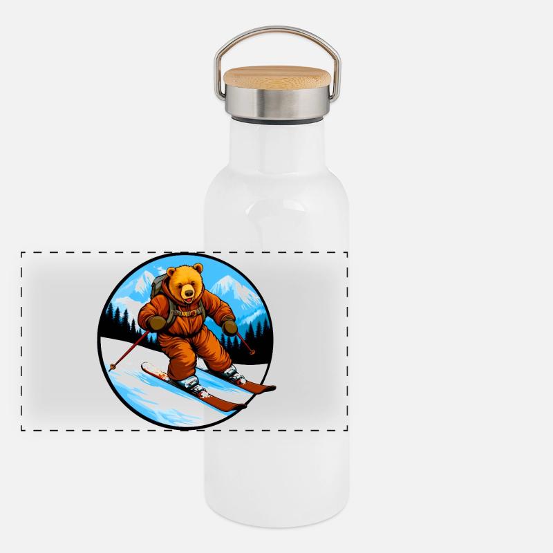 Ski Bear Gourde isotherme avec bouchon en bambou