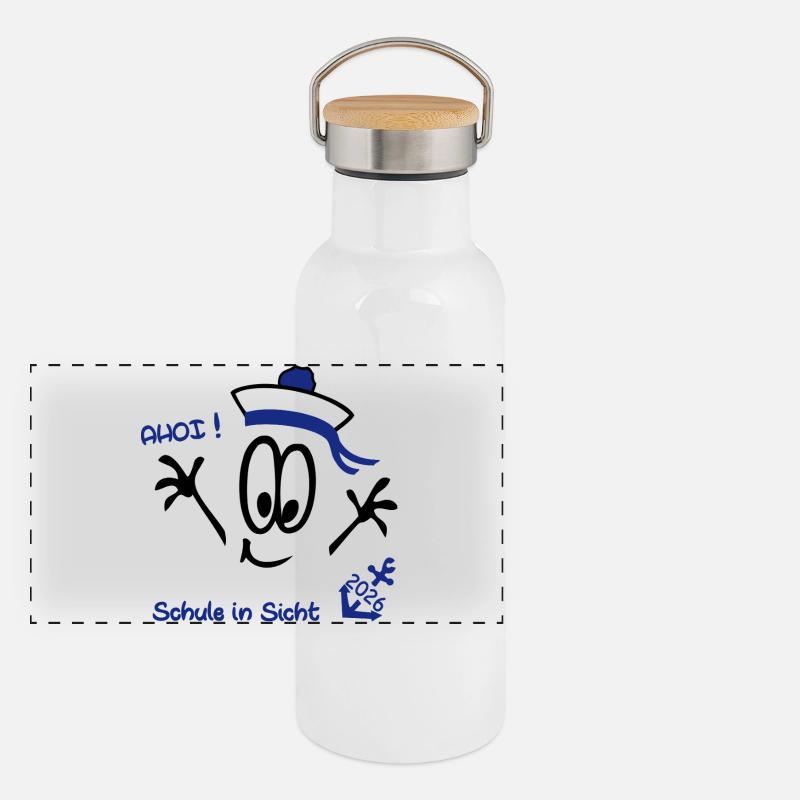 Ahoi Schulstart  Panorama Thermosflasche mit Bambusdeckel