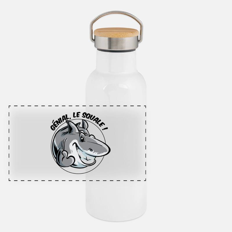 Génial, le squale ! Gourde isotherme avec bouchon en bambou