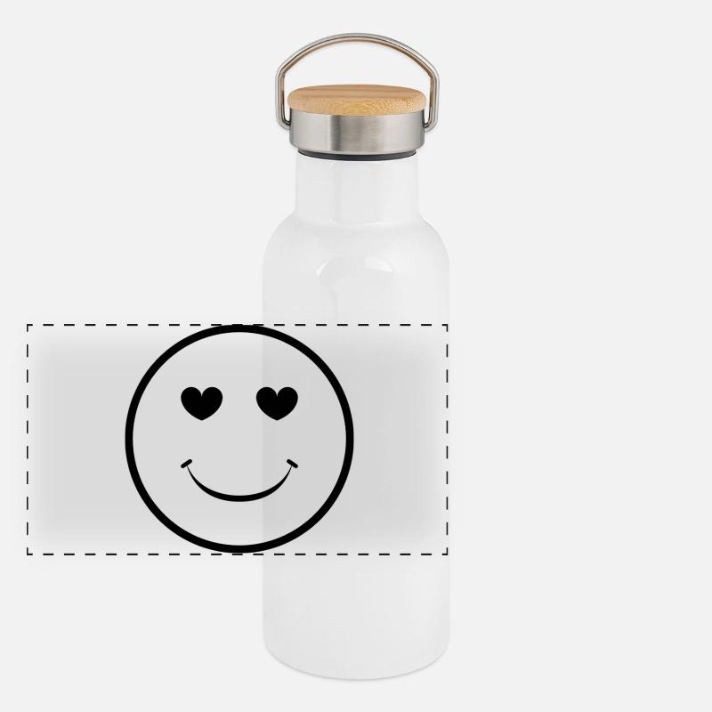 Heart Eye Smile Face Panoramic Thermal Bottle with Bamboo Lid