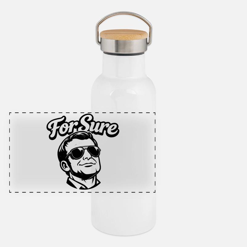 Für Certain Macron – männlicher Präsident - Panorama Thermosflasche mit Bambusdeckel - Weiß