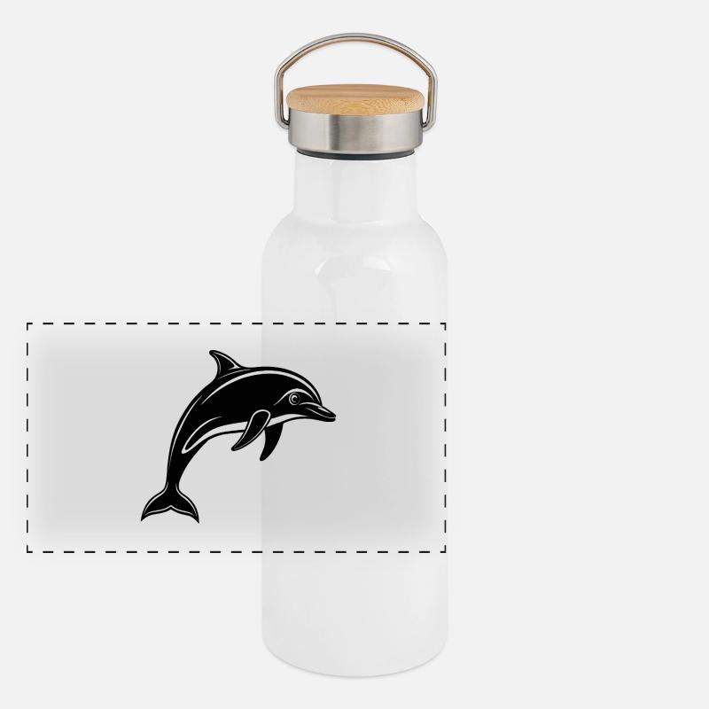 Dauphin Gourde isotherme avec bouchon en bambou