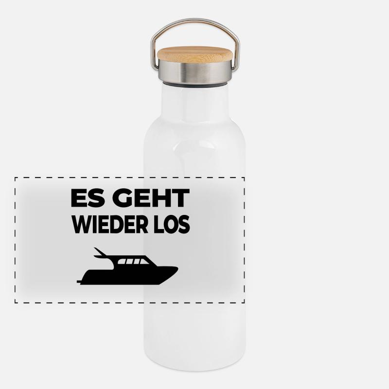 Motorboot Panorama Thermosflasche mit Bambusdeckel