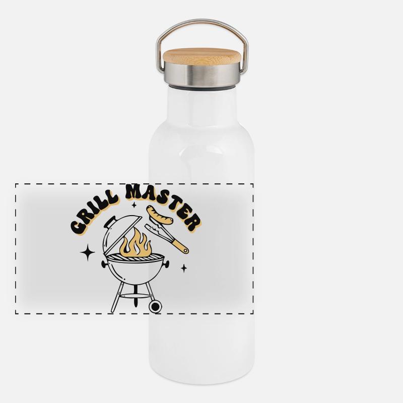 Papa du Maître BBQ Grill Drôle Gourde isotherme avec bouchon en bambou