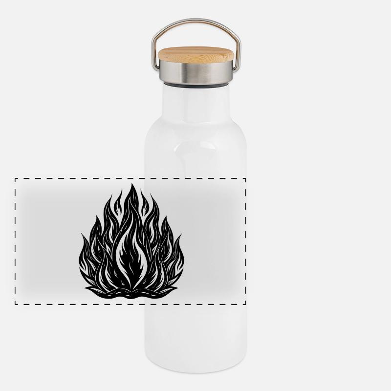 Flammen Panorama Thermosflasche mit Bambusdeckel