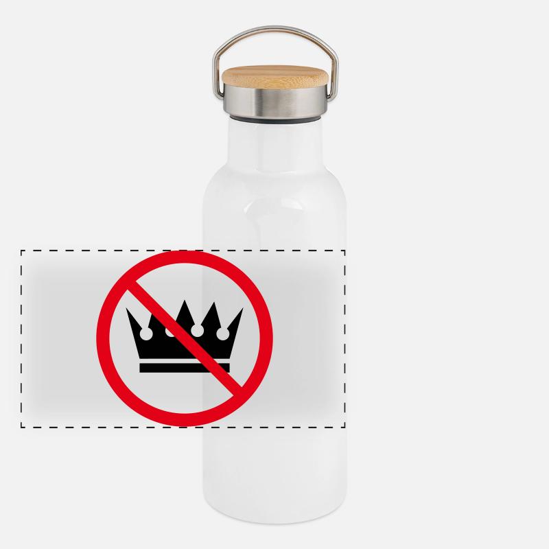 Pas de rois ! (Pancarte de protestation / POS 2C) Gourde isotherme avec bouchon en bambou