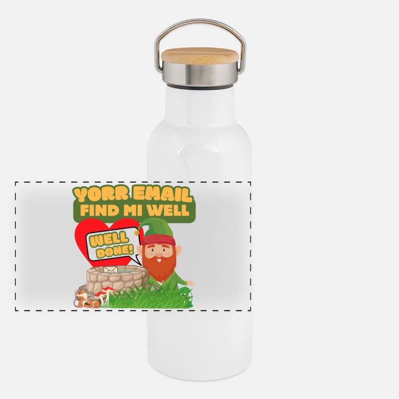 Yorr E-Mail Find Mi Well – Gnom-Humor Panorama Thermosflasche mit Bambusdeckel