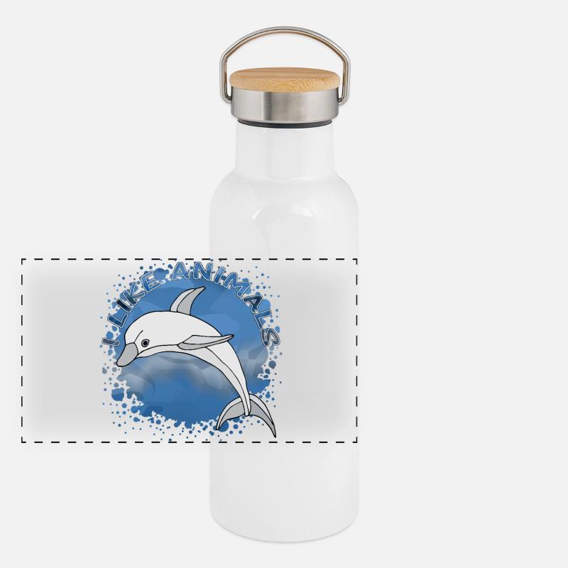 dauphin Gourde isotherme avec bouchon en bambou