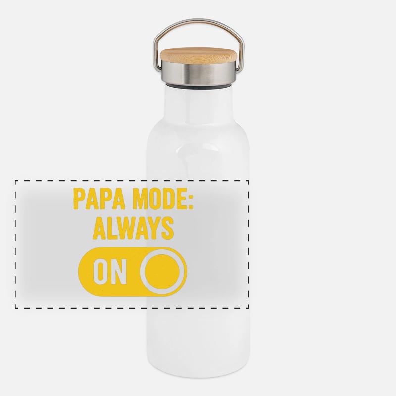Papa Mode: Always On Design Panorama Thermosflasche mit Bambusdeckel