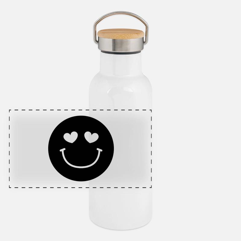Smiley-Gesicht Panorama Thermosflasche mit Bambusdeckel