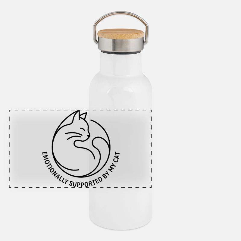 Design yin-yang adapté aux chats Gourde isotherme avec bouchon en bambou