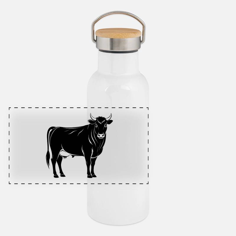 Angus-Bulle Panorama Thermosflasche mit Bambusdeckel