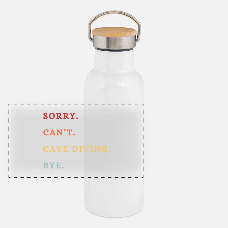 Sorry Can't Cave Diving Bye - Panoramic Thermal Bottle with Bamboo Lid - white