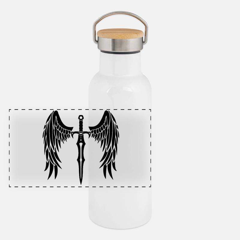 épée ailée noire Gourde isotherme avec bouchon en bambou