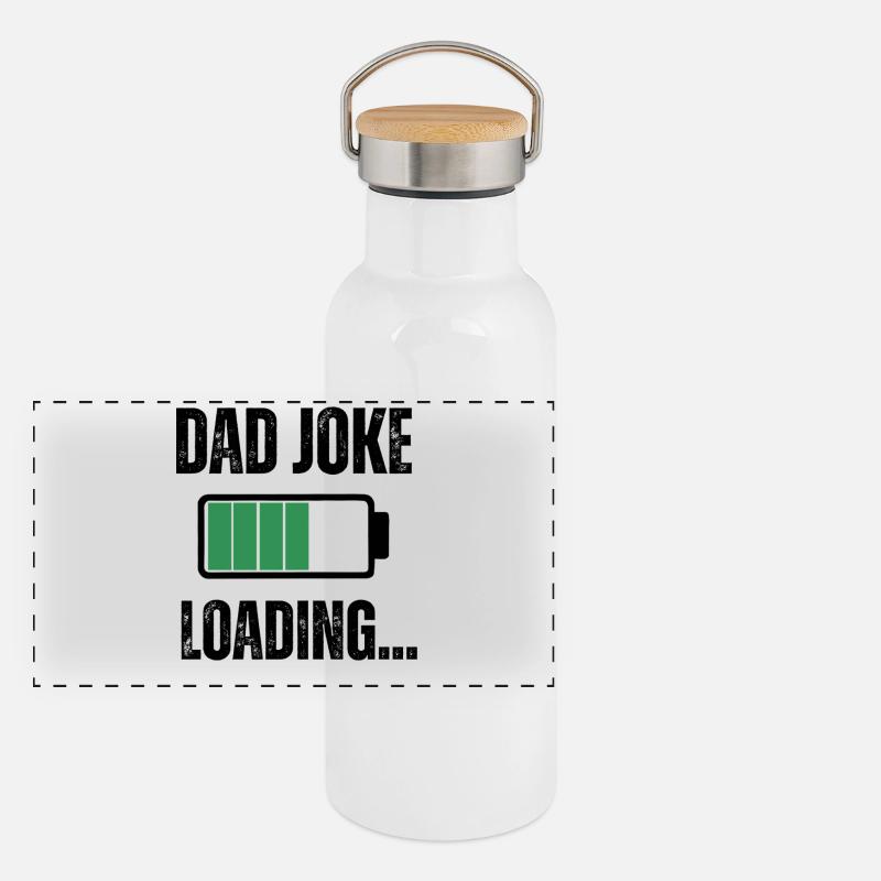 BLAGUE DE PAPA - Gourde isotherme avec bouchon en bambou - blanc