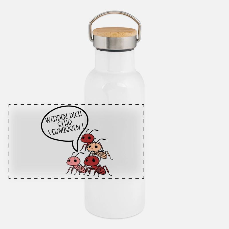Abschiedsgeschenk Team Ameise Panorama Thermosflasche mit Bambusdeckel