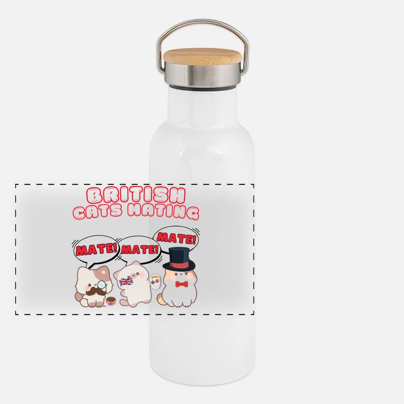British Cats Mating - Panoramic Thermal Bottle with Bamboo Lid - white