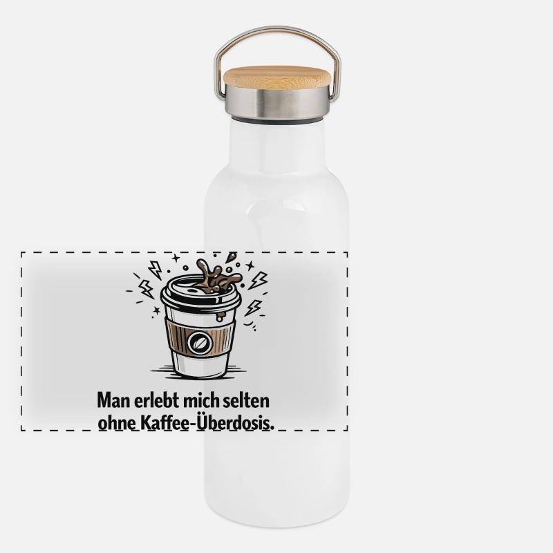 Kaffee-Überdosis Spruchbecher Panorama Thermosflasche mit Bambusdeckel