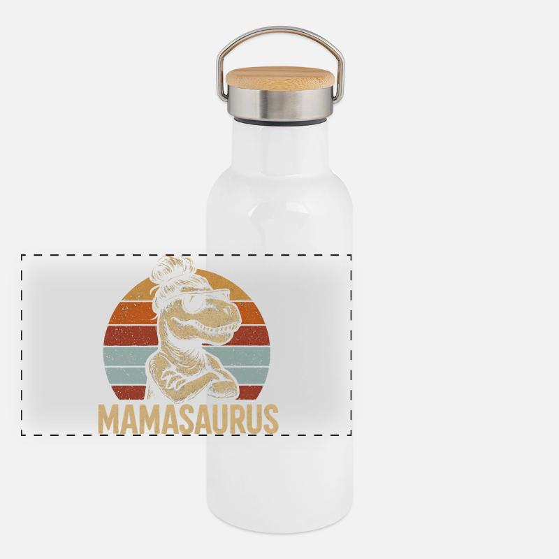 Mamasaurus Mom Mom Gift Idea Humor Funny Panoramic Thermal Bottle with Bamboo Lid