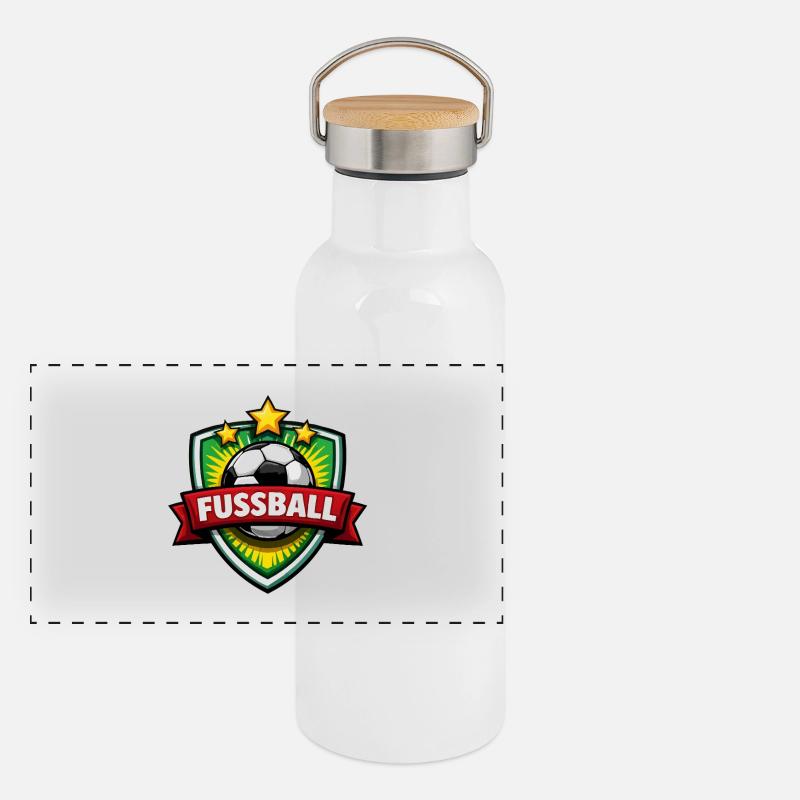 Fussball Shield mit Banner Panorama Thermosflasche mit Bambusdeckel