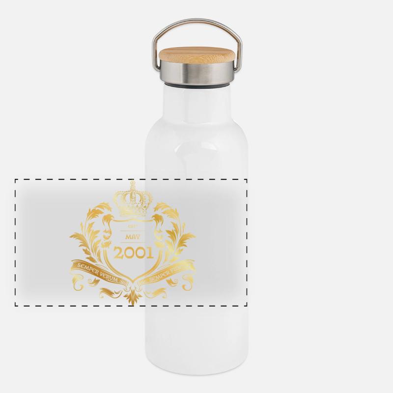 25th Birthday Semper Verum - Established 05/2001 Panoramic Thermal Bottle with Bamboo Lid