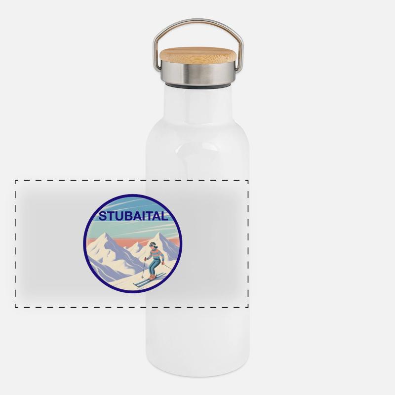 Stubaital Panorama Thermosflasche mit Bambusdeckel