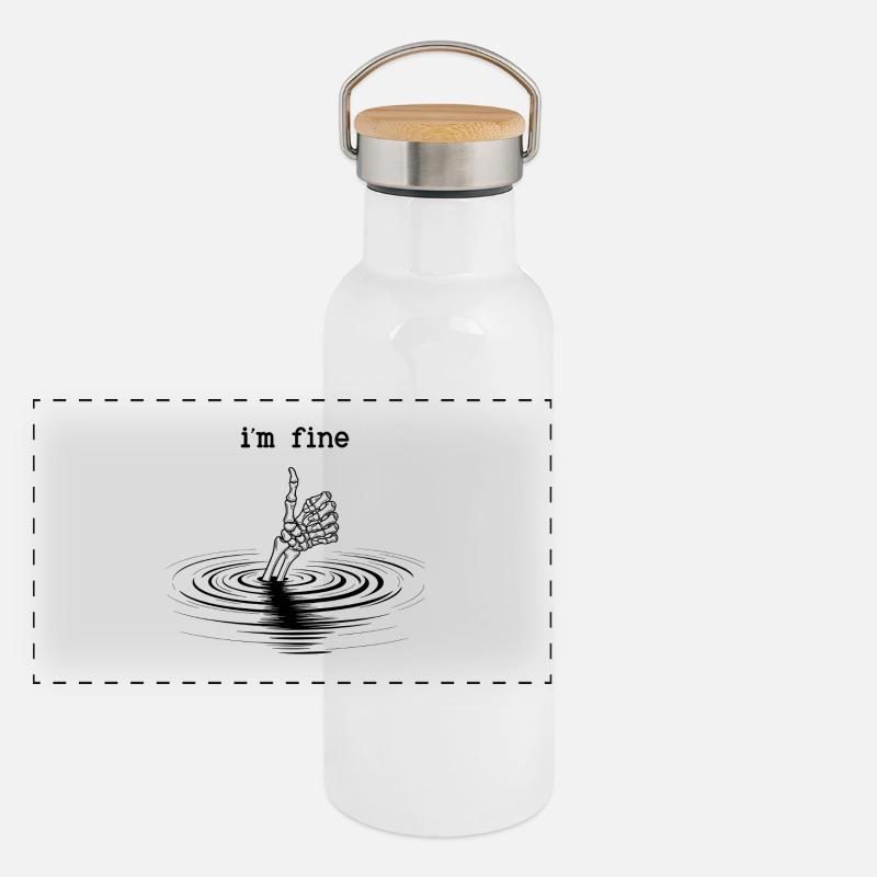 Pouce levé pour les cercles d’eau, ça va Gourde isotherme avec bouchon en bambou