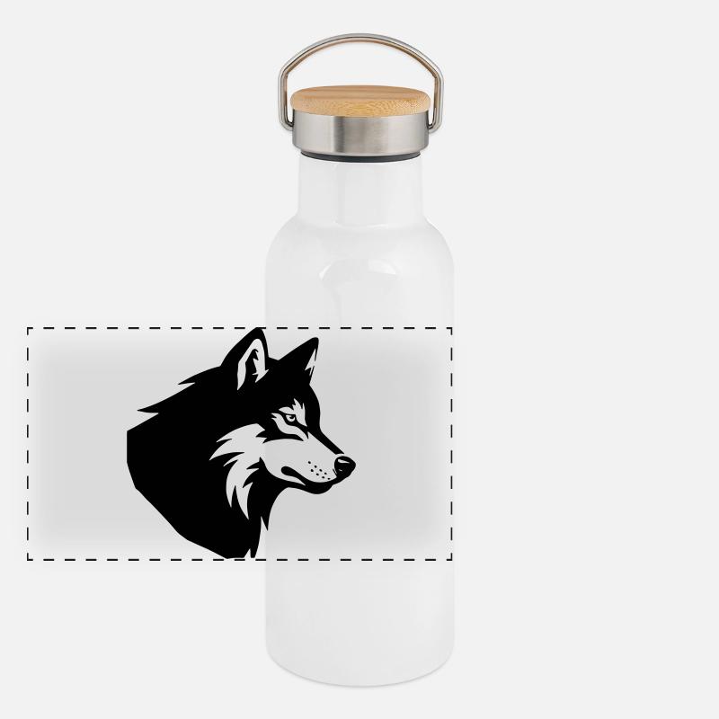 wolf - Panoramic Thermal Bottle with Bamboo Lid - white