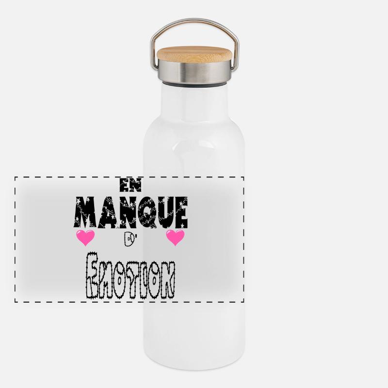 En Manque d'Emotion Gourde isotherme avec bouchon en bambou