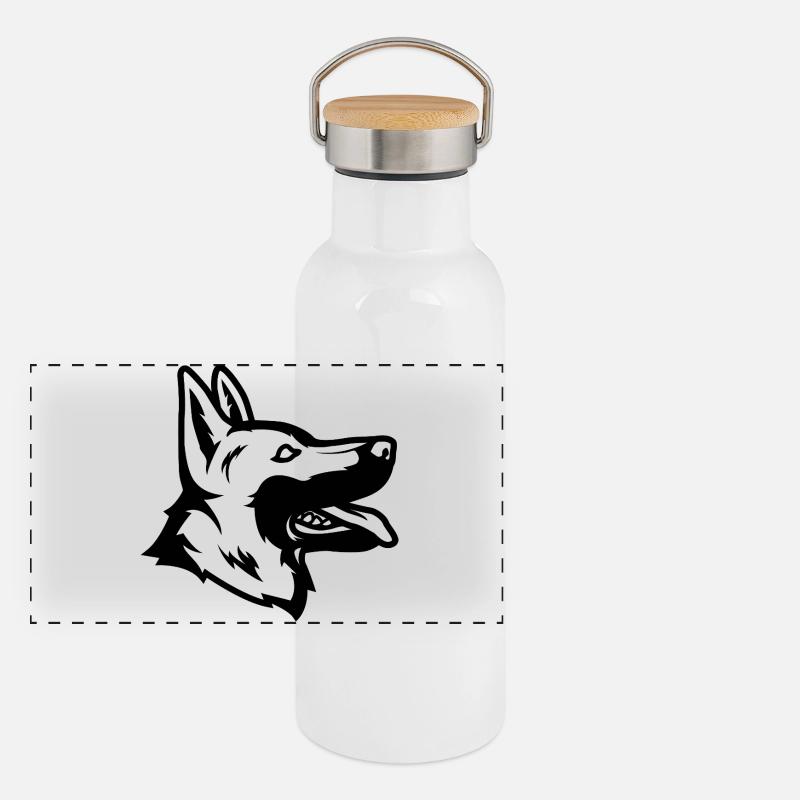 Deutscher Schäferhund Panorama Thermosflasche mit Bambusdeckel