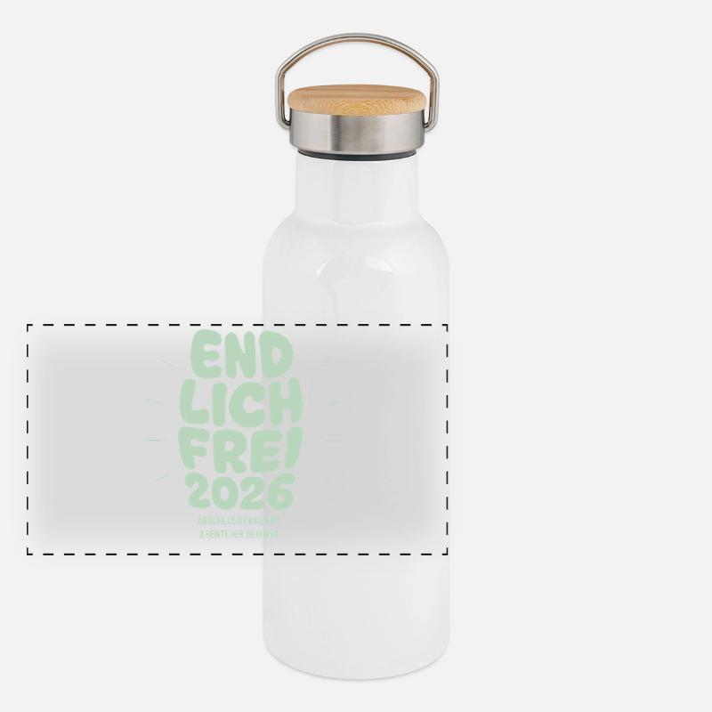 Endlich Frei - Abschluss 2026 Panorama Thermosflasche mit Bambusdeckel