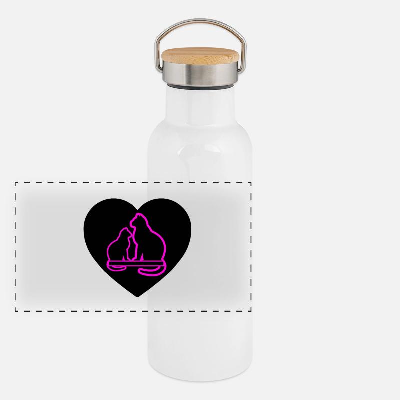 félin Gourde isotherme avec bouchon en bambou