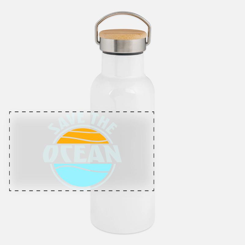 Save The Ocean Ocean Activism Environment Statement Panoramic Thermal Bottle with Bamboo Lid