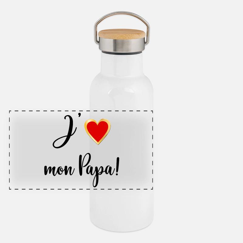Liebe Grüße, Baby Daddy Panorama Thermosflasche mit Bambusdeckel