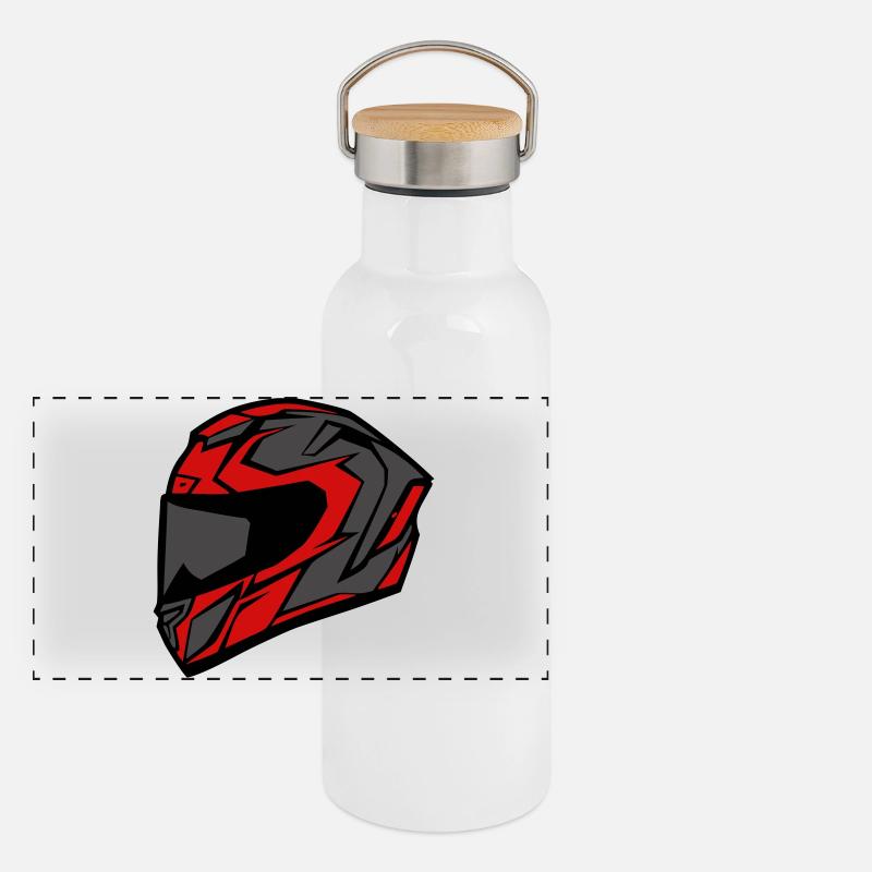 Motorcycle Helmet Racing Biker Panoramic Thermal Bottle with Bamboo Lid