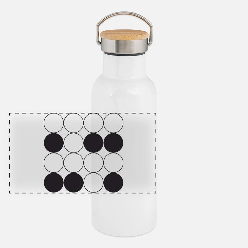 Circle Grid design Panoramic Thermal Bottle with Bamboo Lid