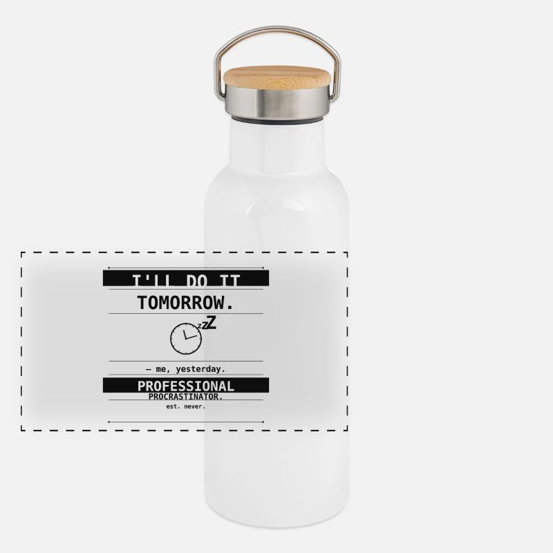 I'll Do It Tomorrow. – Me, Yesterday. Panorama Thermosflasche mit Bambusdeckel