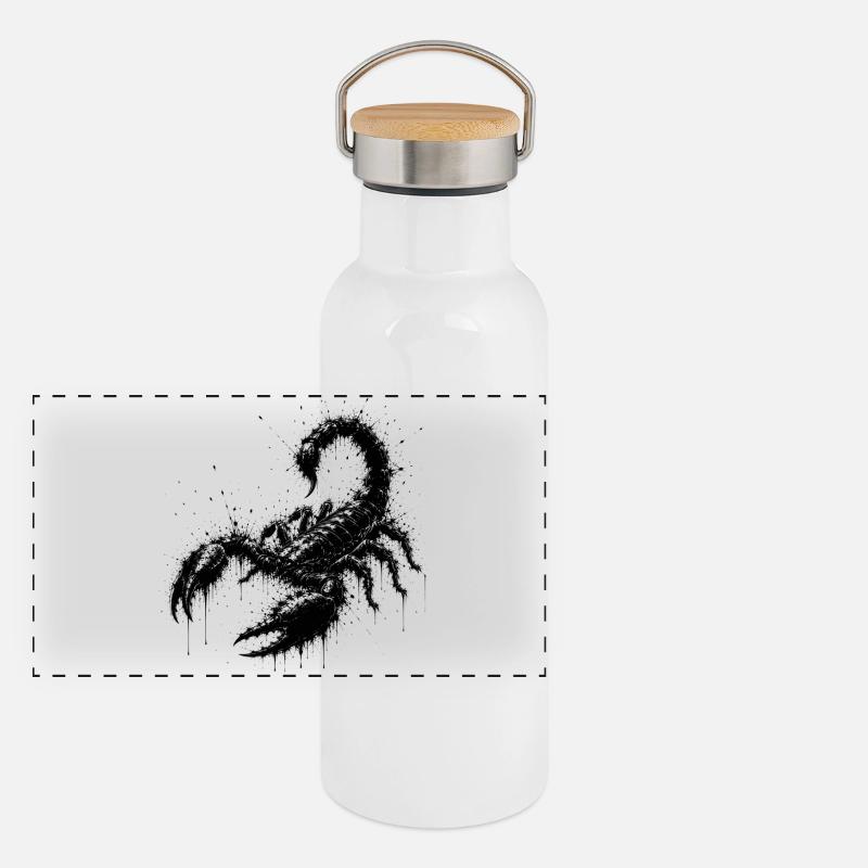 Art de projections de scorpion noir Gourde isotherme avec bouchon en bambou