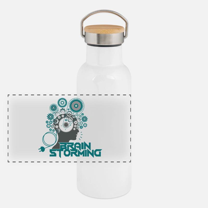 Brainstorming Head – Büro & Office Ideen Panorama Thermosflasche mit Bambusdeckel