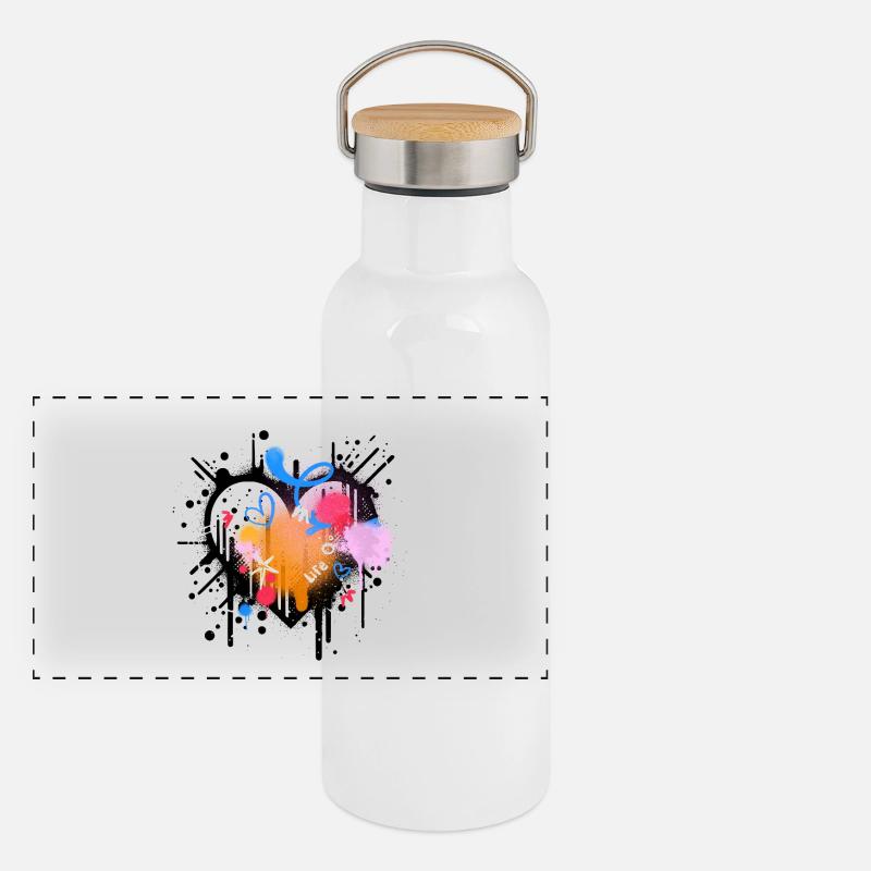 Graffiti Jeux de Couleur Désir de Vie Gourde isotherme avec bouchon en bambou